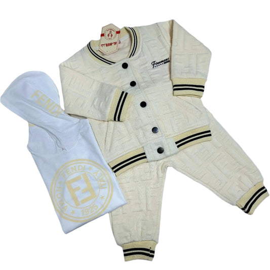 Unisex 3 Pcs Baby Baseball Jacket Set