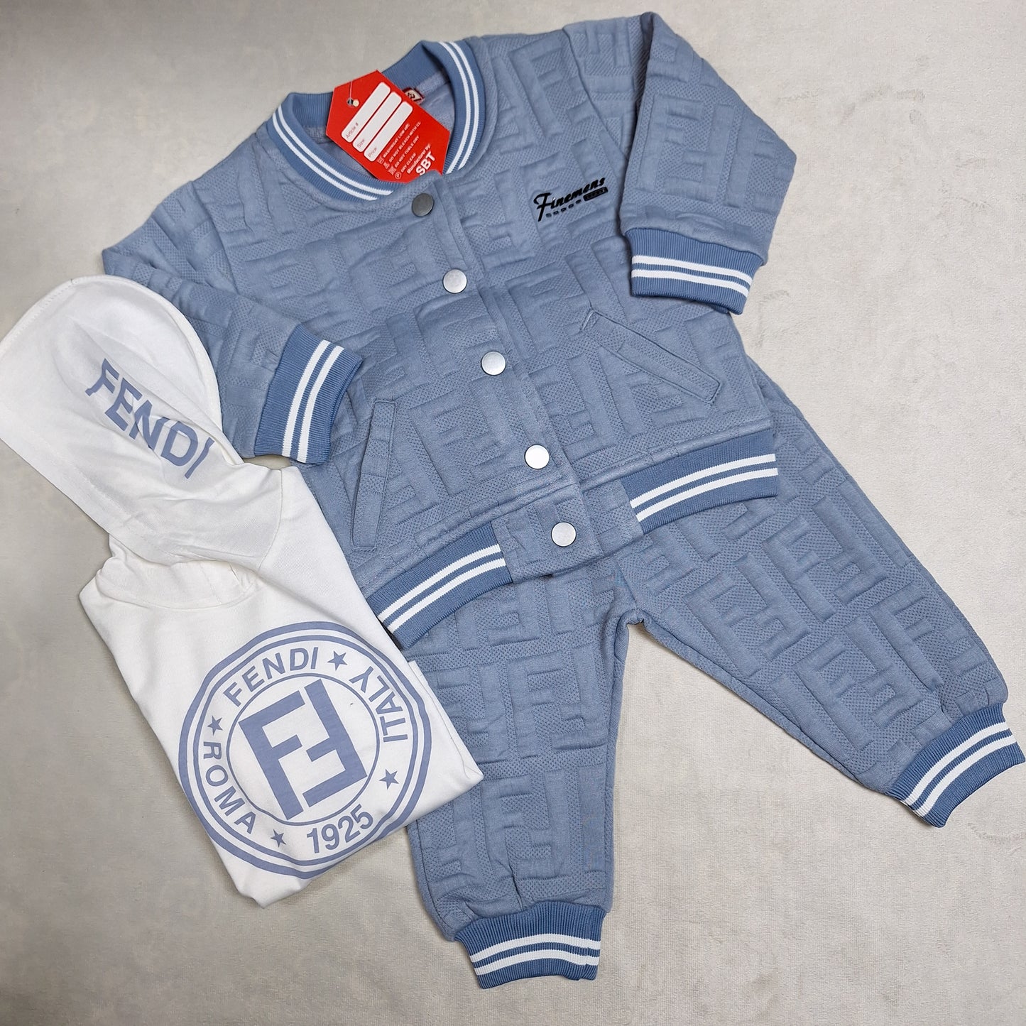 Unisex 3 Pcs Baby Baseball Jacket Set