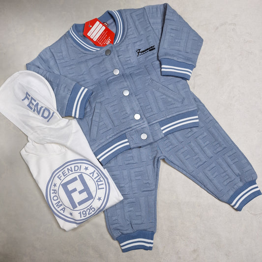 Unisex 3 Pcs Baby Baseball Jacket Set