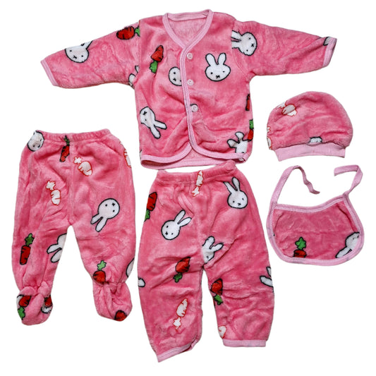 New Born Premium Winter Soft And Furry 5 Pcs Set