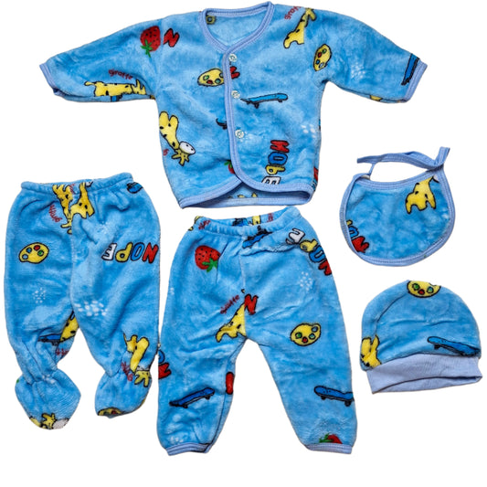 New Born Premium Winter Soft And Furry 5 Pcs Set